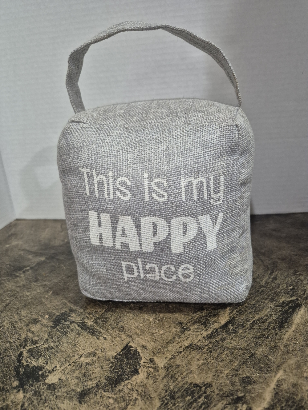 GANZ Gray "This is my HAPPY place" Fabric Doorstop